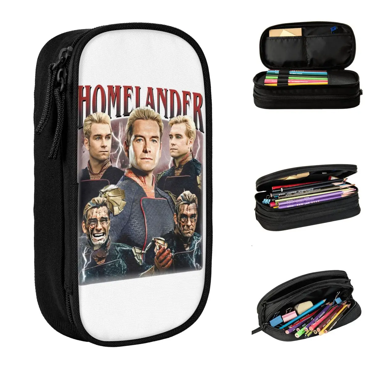 Fashion The Boys Homelander Vintage Pencil Case Pencilcases Pen Holder for Student Big Capacity Bag Supplies Zipper Stationery