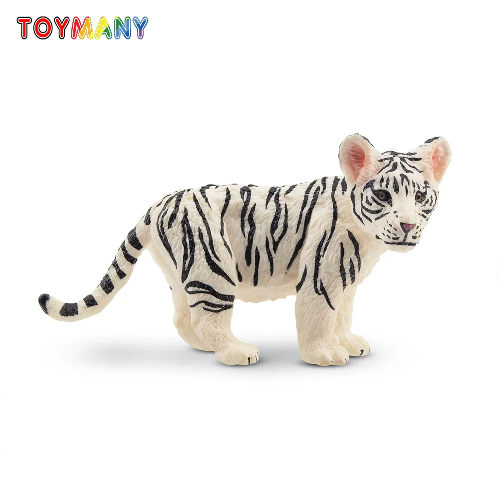 

Toymany Simulation White Tiger Cub Wildlife Animal Model Toy Mini Figures Dolls Action Figurines Toy Children Gife Cake Decora