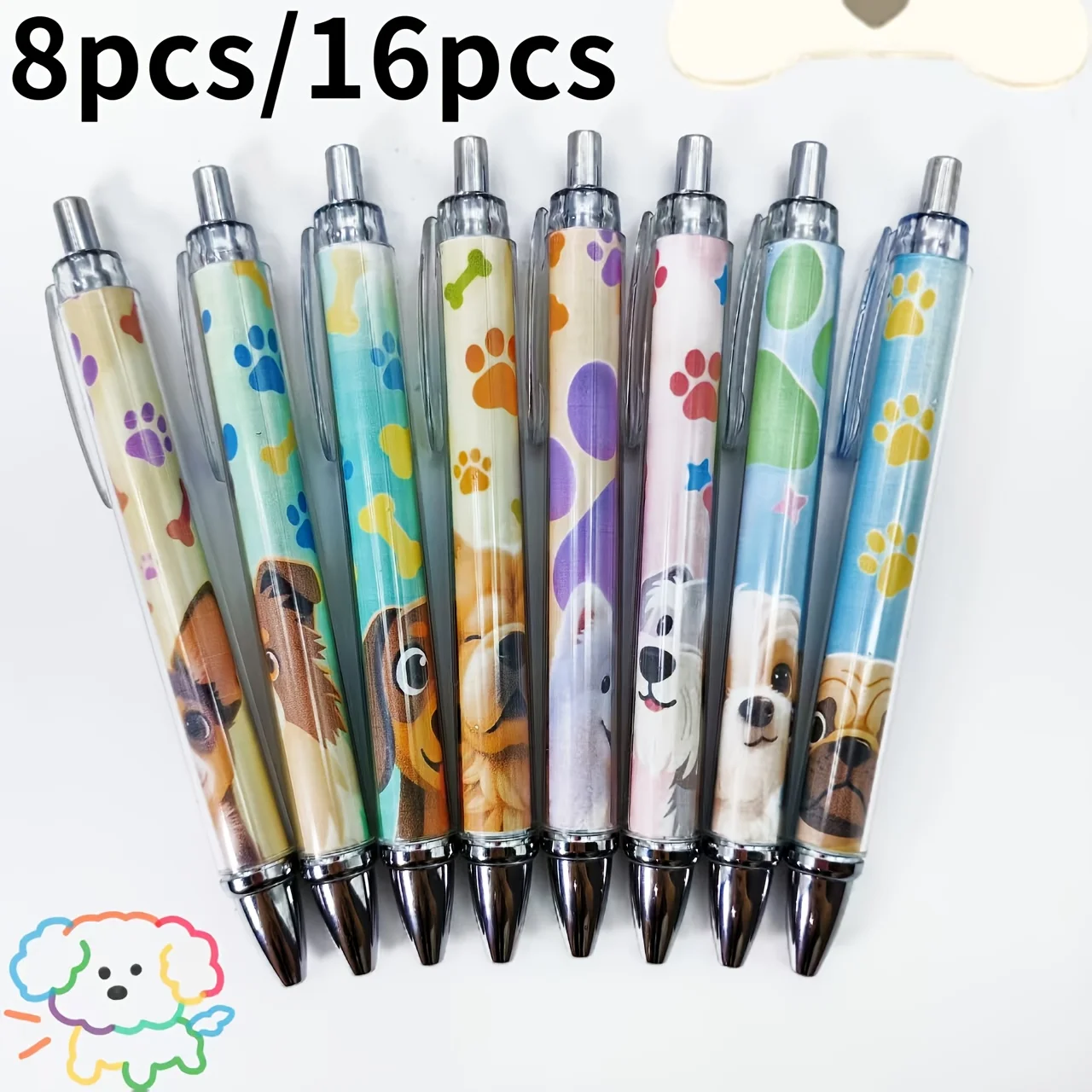 

8 шт./16 шт. шариковые ручки с рисунком собаки, подходят для вечеринок, дней рождения, офиса и учебы, подарочные ручки для письма для студентов