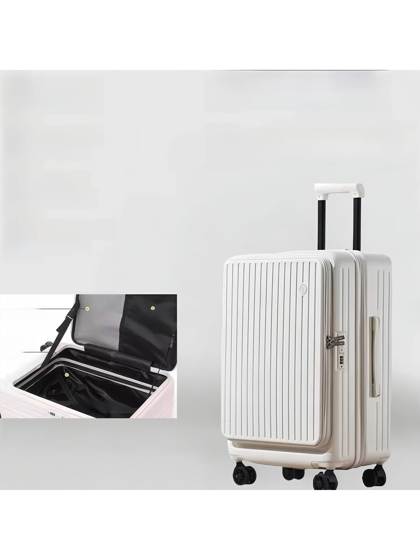 

Large Capaci Side-Open Silent Expandable 20-Inch Carry-On Suitcase Women's PC Travel Suitcase with Flip Cover And Pull Rod