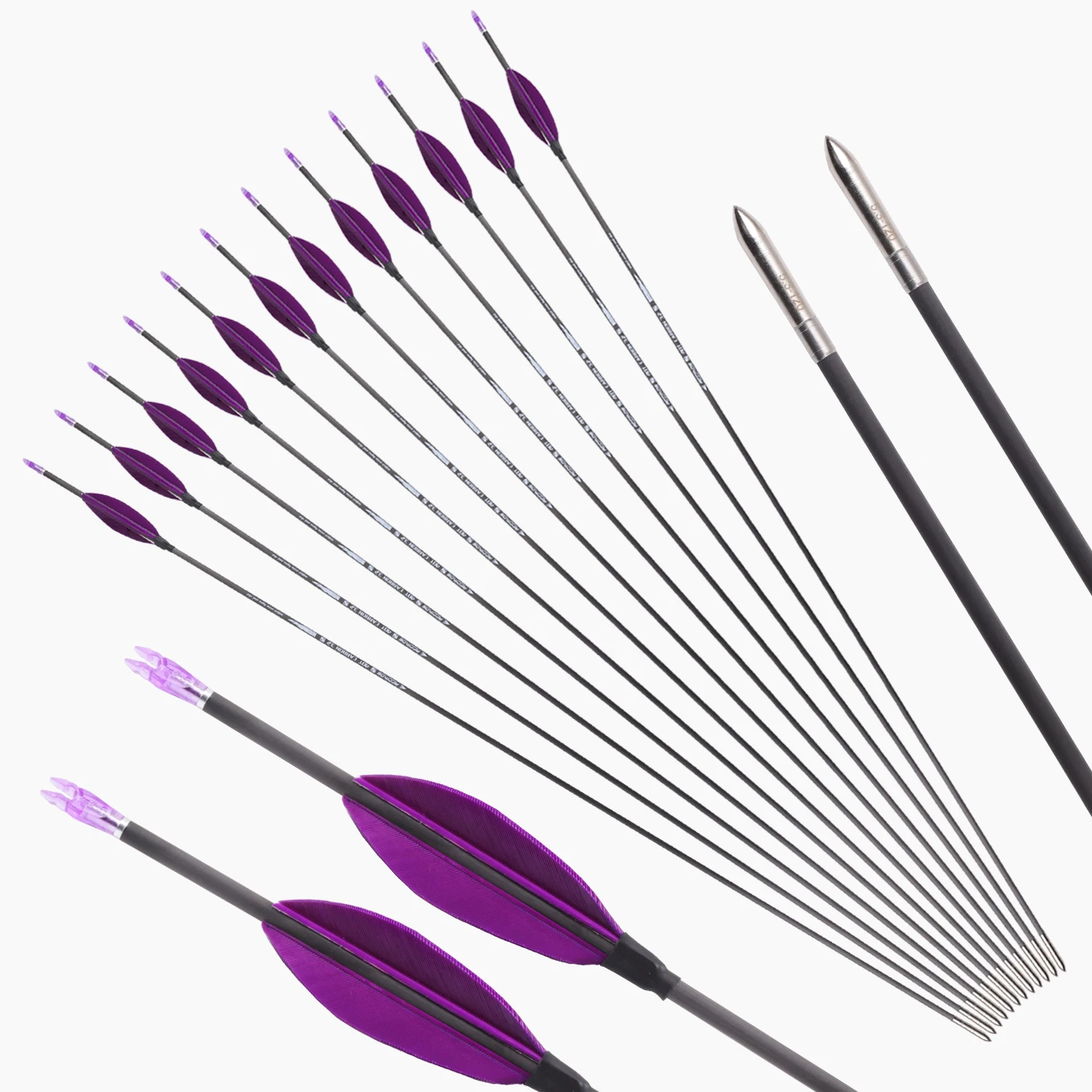 

6/12 шт. карбоновых стрел 3,2 мм 40T, 0,009 дюйма, с оперением из перьев индейки 4 дюйма, для стрельбы из лука, SP350/400/450/500/550/600/650/700/800/850/900/1000