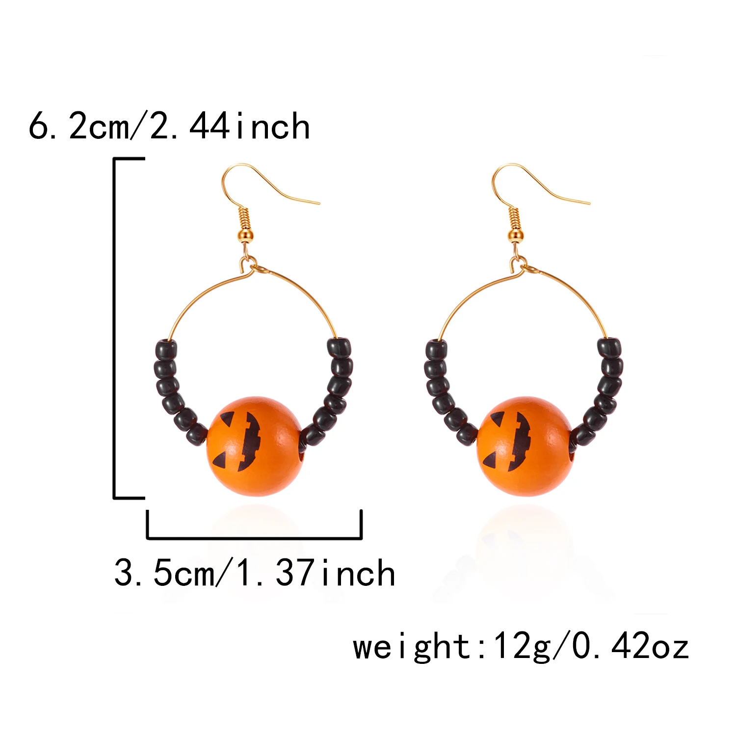 Design Sense Halloween-Kürbis-Katzen-Ohrringe für Frauen, übertriebene Reisperlen, großer Kreis, Creolen, festlicher Party-Schmuck – Detail 19