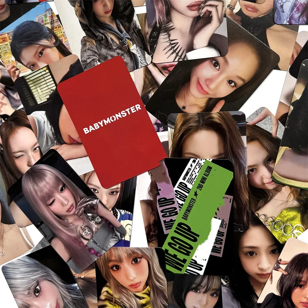 ألبوم KPOP BABYMONSTER الجديد WE GO UP بطاقات الصور مزدوجة الجانبين بطاقات LOMO اللامعة ASA AHYEON PHARITA RUKA RORA بطاقة بريدية هدية للمعجبين