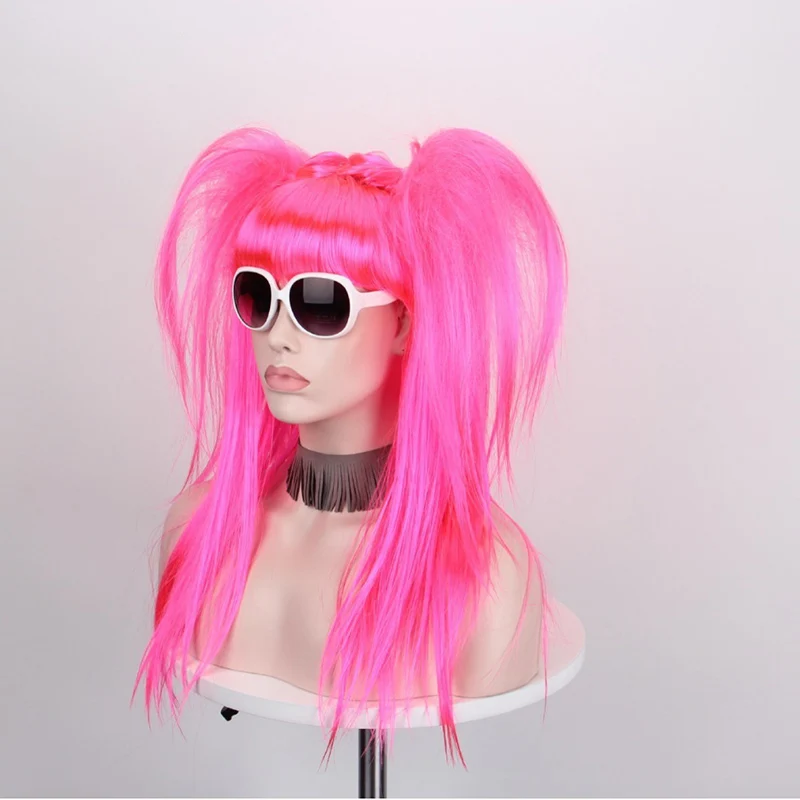 Krul Tepes Rolle Kopfbedeckung Pink Twintails Anime Seraph of The End Vampir Charakter Perücke Bar Perform Kleidung Match Grün Großer Zopf