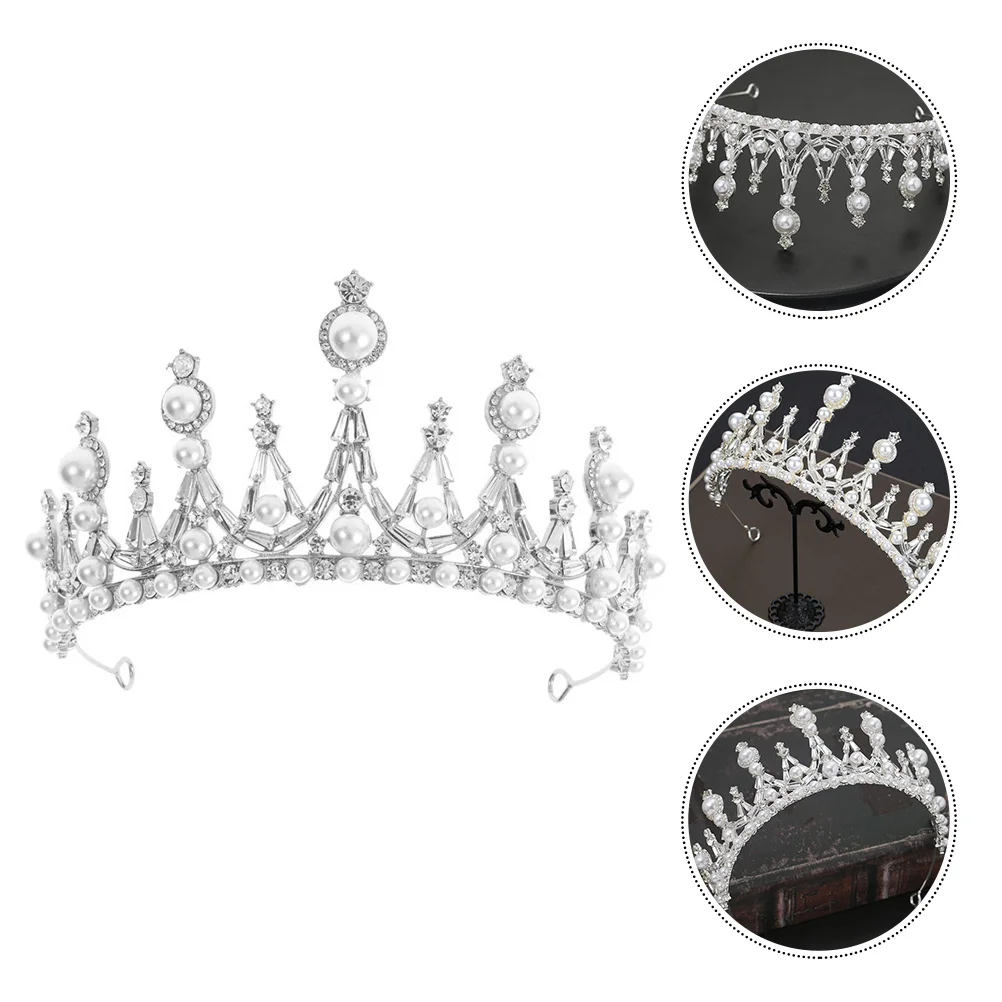 

Tiara Wedding Headwear Bridal Headband for Hair Accessories Bride Pearl Hairpiece Alloy Delicate Accessory