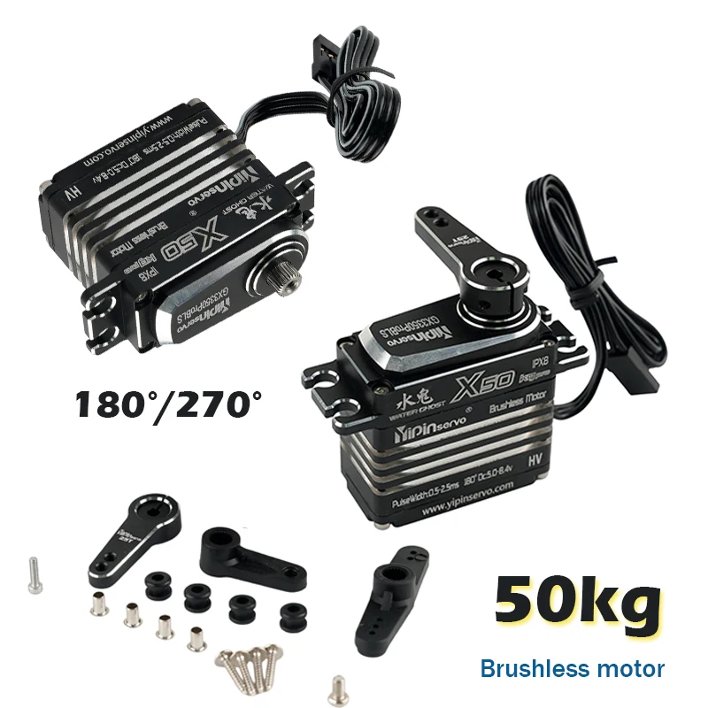 Motor servo sem escova digital totalmente metálico de 50kg 180 ° /270 °   Peças altas dos servos da engrenagem do metal do torque do controle do ângulo para aeronaves do carro do robô