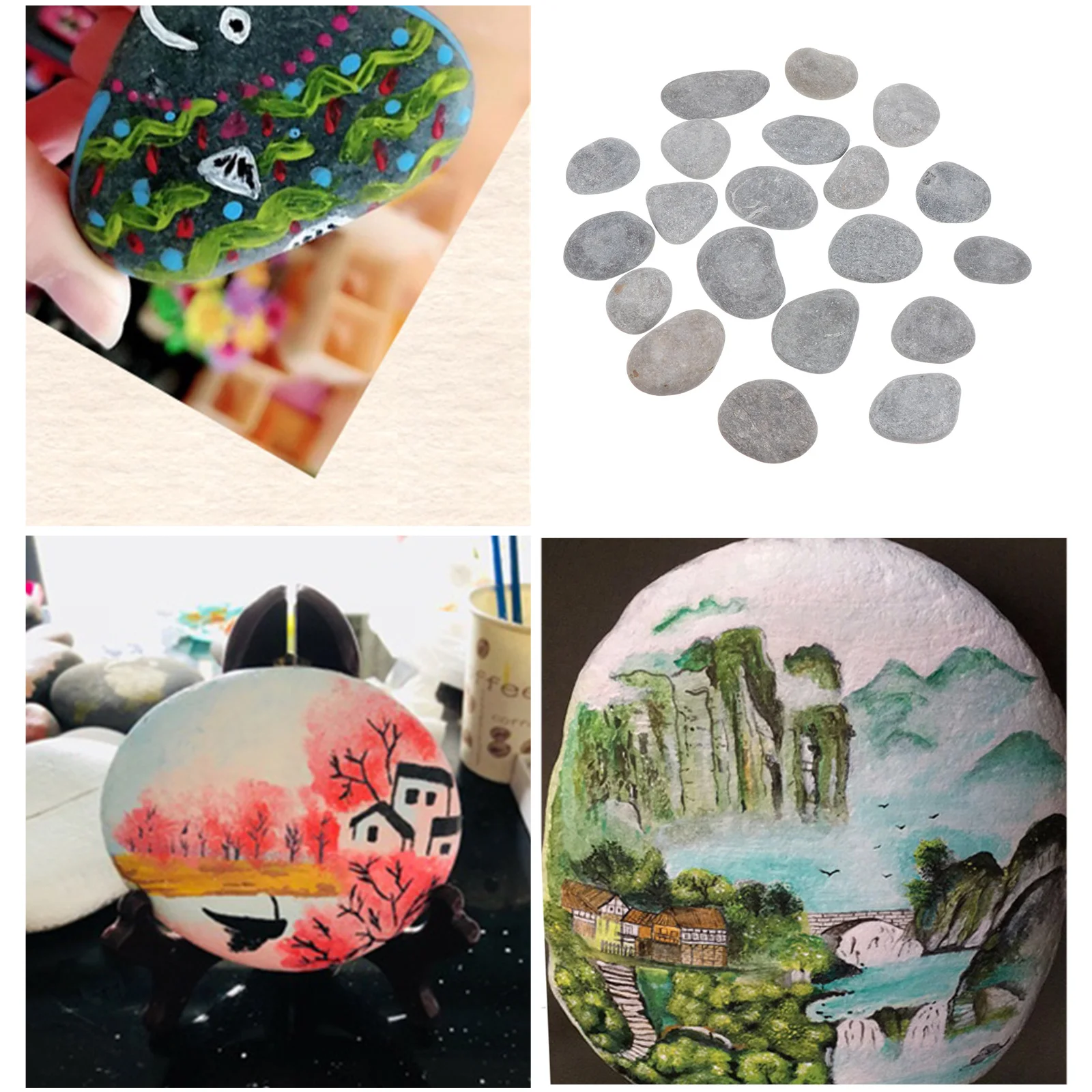 

1Set DIY Coloring Pebbles Smooth Rocks Kids Painting Drawing Stones Natural Craft Pebbles Painting Rocks Smooth Stones
