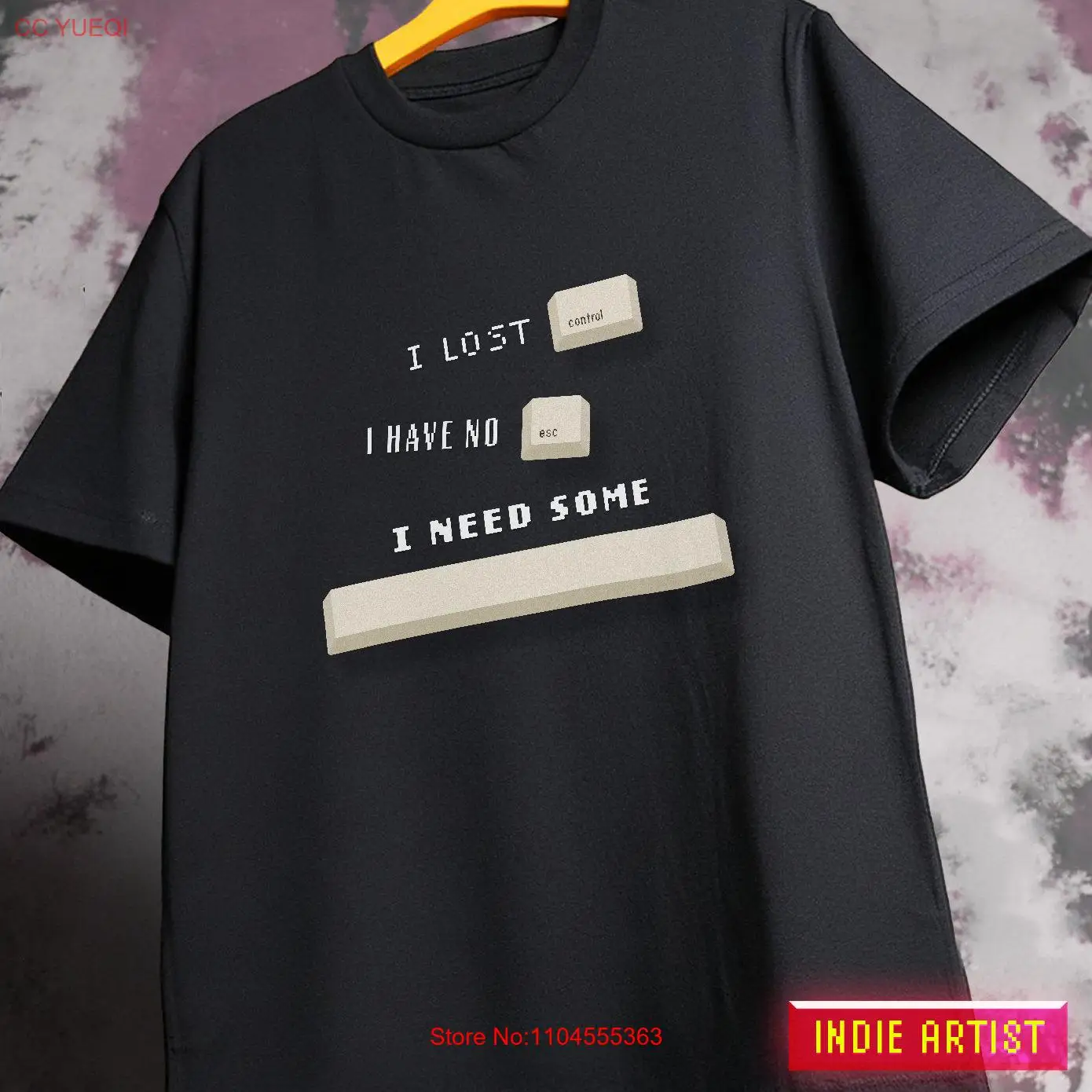 تي شيرت Tech I Lost Control Have No Escape Need Some Space Quirky Keyboard الفكاهة بأكمام طويلة أو قصيرة