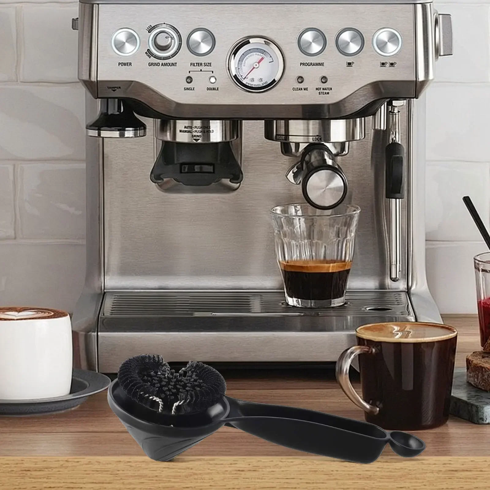 Coffee Equipment Maintenance Coffee Machine Brush Funnel Tray High-Density Nylon Bristles Removable Bristles Thorough Cleaning