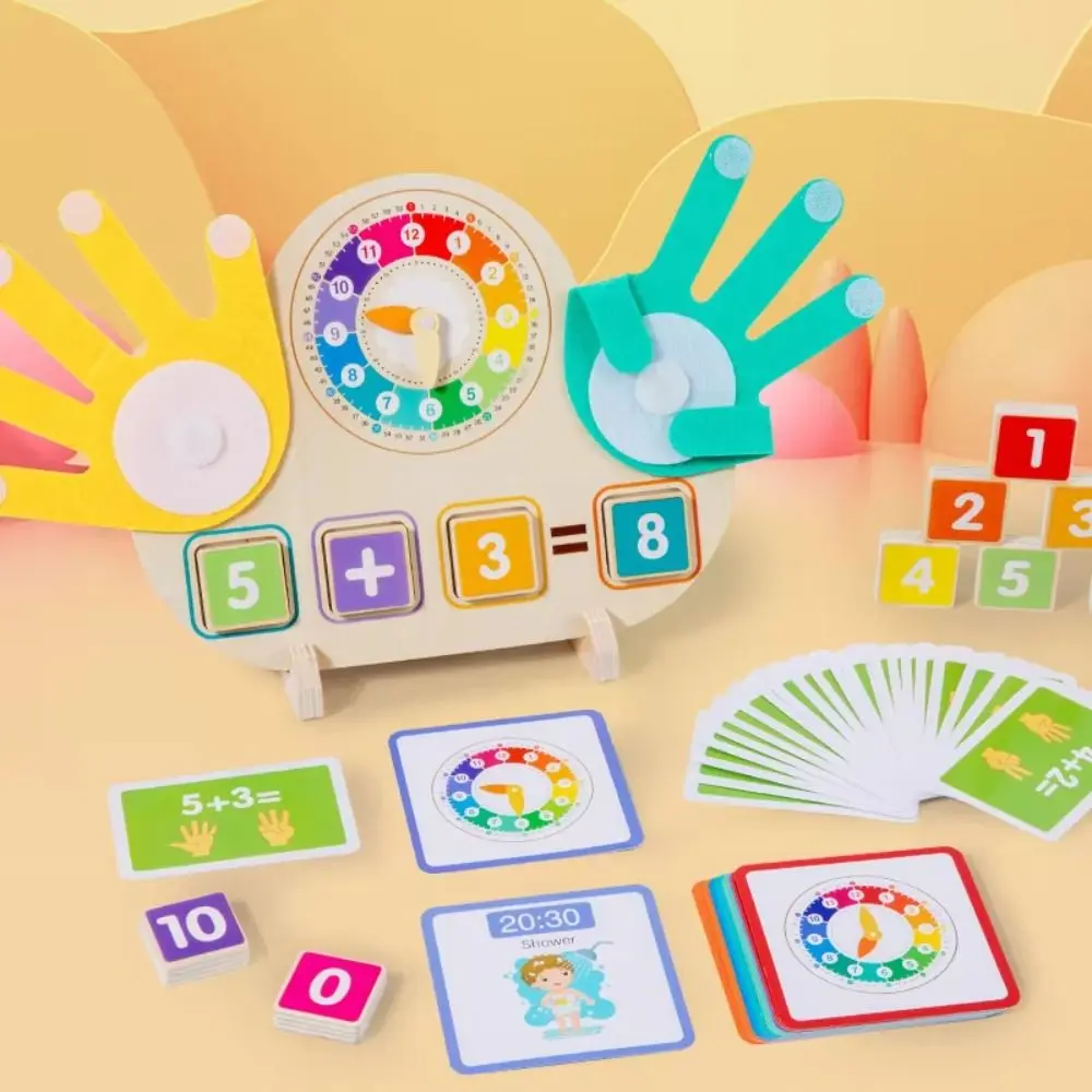 Orologio Montessori Operazione delle dita Puzzle Giocattoli educativi Orologio Numeri delle dita Matematica Giocattoli portatili colorati per il conteggio dei bambini
