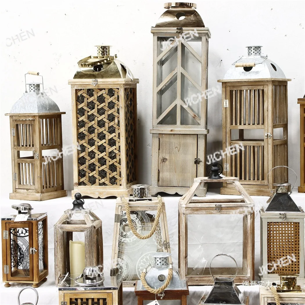 

Стеклянная американская модель комнаты, мягкий антикварный большой декоративный подсвечник, деревянный старый коллекционный фонарь, чтобы сделать или ветровую лампу для дома