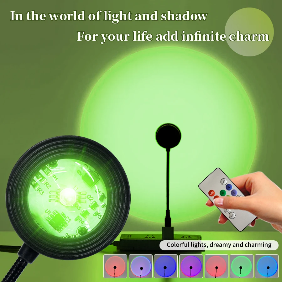 Colorful Sunset Light USB 5V Projection Light with Remote Control Party Decoration Light Bedroom Living Room Wall Photography