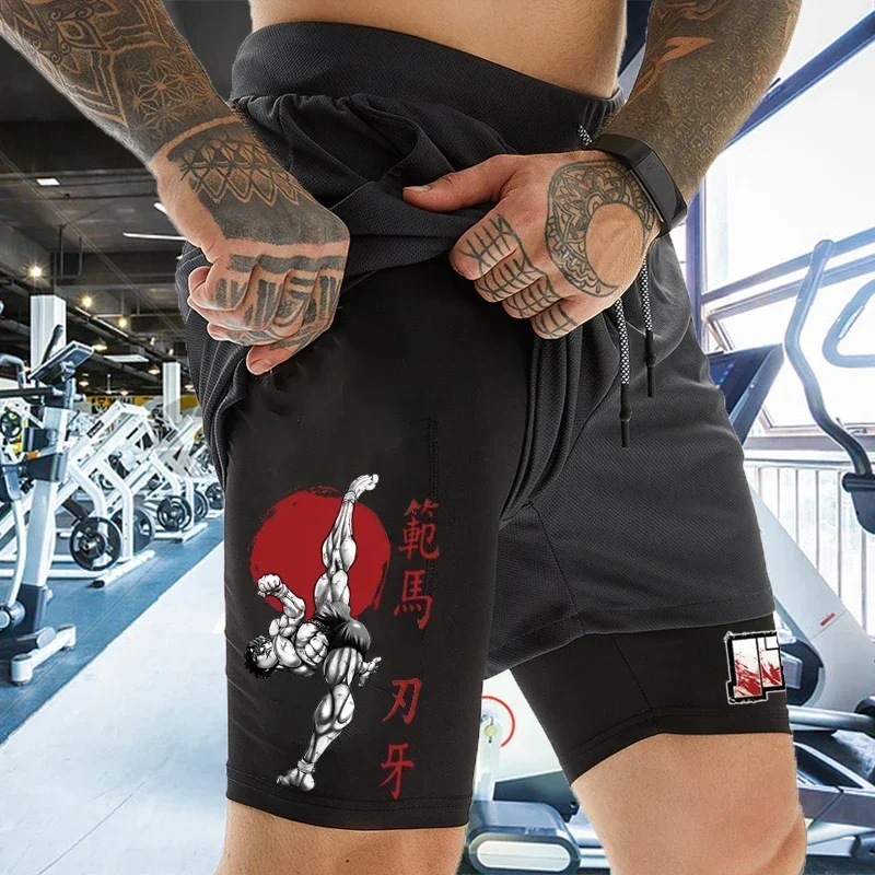 

Men's Fitness Workout Shorts 2-in-1 Pocket Compression Shorts Quick-drying Breathable Running Double-layer Towel Shorts M-3XL