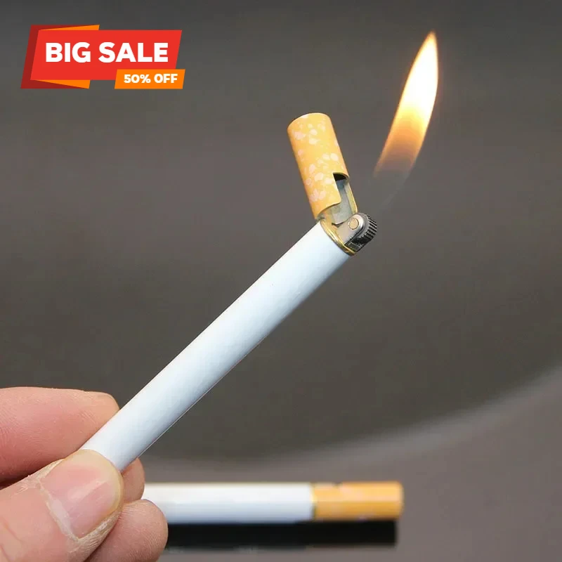 Unusual Man Lighter Cigarette Shape Butane Torch Light Kitchen Outdoor Barbecue Gadget Funny Lighter Cute Gift and Free Smoking