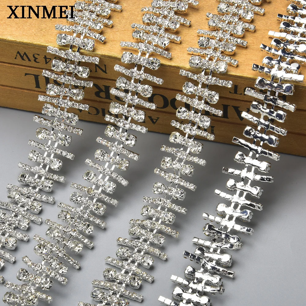 Bridal Crystal Diamante Trim Ribbon Metal Rhinestone Trim for Dress Shoes Bags Wedding Decorative Accessories