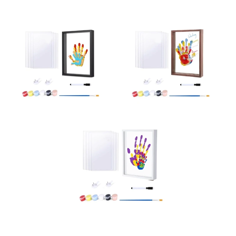 Künstlerisches DIY-Handabdruck-Set mit Holzrahmen, Andenken für Paare, Familien, Kinder, 3 x – Detail 1