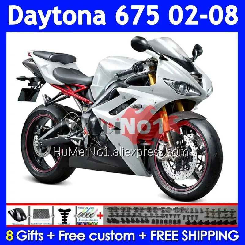 OEM Body For Triumph Daytona-675 Daytona 675 2002 2003 Pearl White 2004 2005 320No.77 Daytona675 02 06 07 08 Injection Fairing