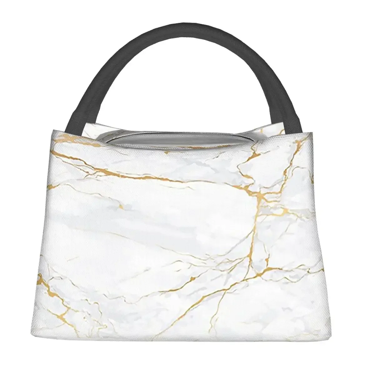 White And Gold Marble Lunch Bags Insulated Bento Box Leakproof Lunch Tote Picnic Bags Cooler Thermal Bag for Woman Children