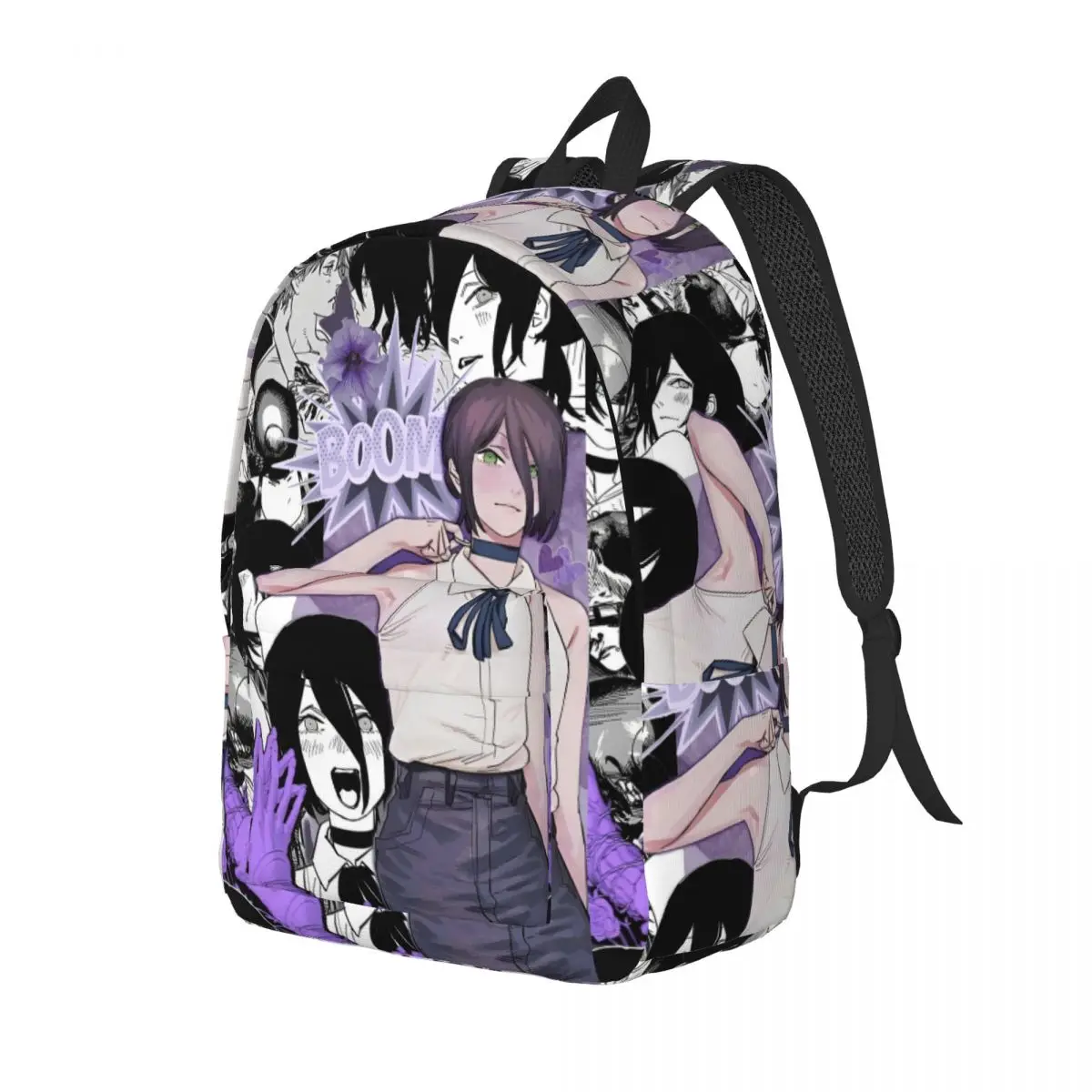 체인소 맨 레제 백팩 남녀공용 멋진 학생 비즈니스 데이팩 애니메이션 만화 노트북 컴퓨터 캔버스 가방 경량