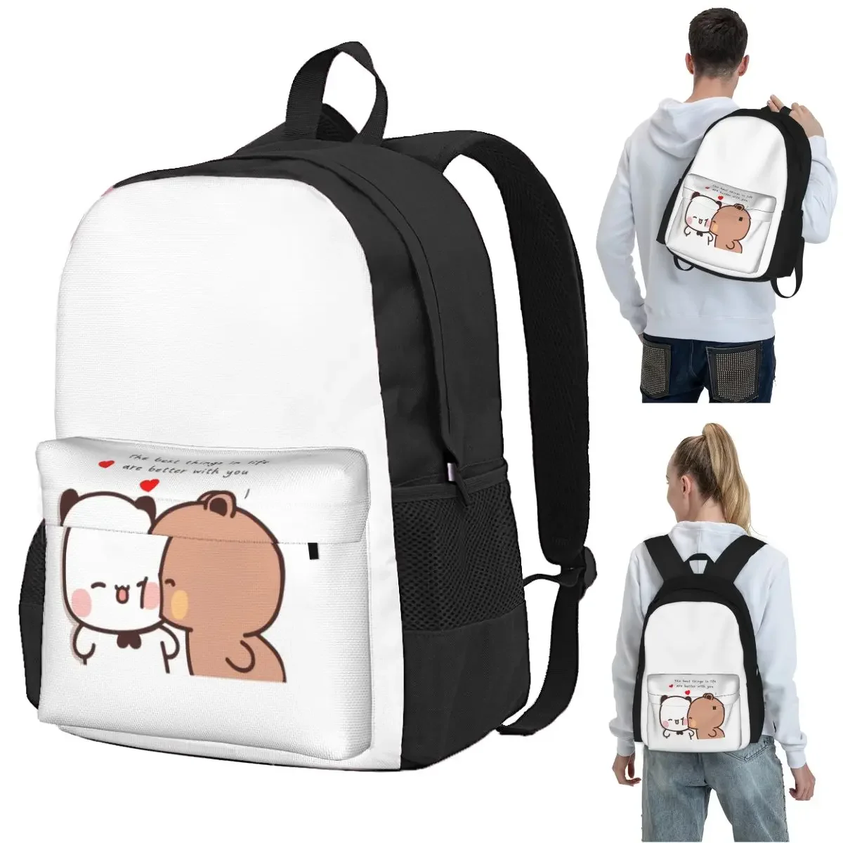Peach And Goma Bubu Dudu Balloon Backpack Student BookBag Children School Bag Laptop Shoulder Bags for Boys Girls