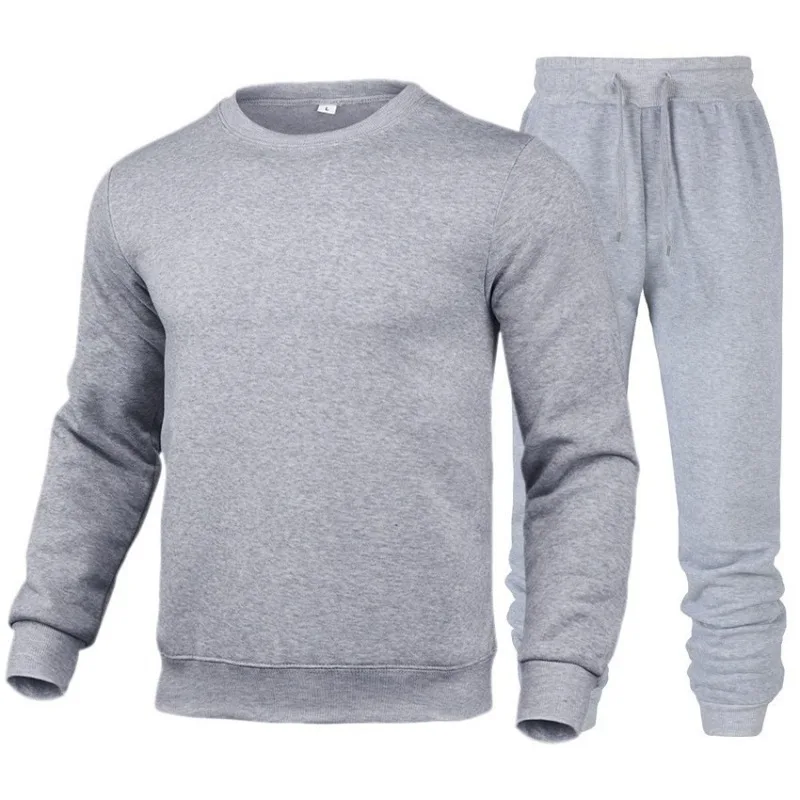 

Men's Casual Sports 2pcs Tracksuit Autumn Winter Long Sleeve Loose Sweatshirt Pants Set Solid Color Fashion Outfit Daily Wear