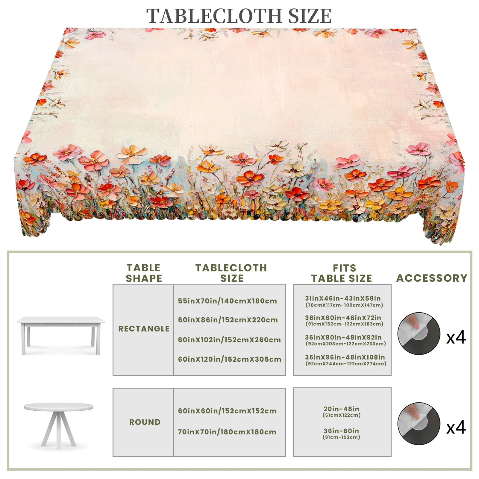 Wildflower Oil Painting Tablecloth 5