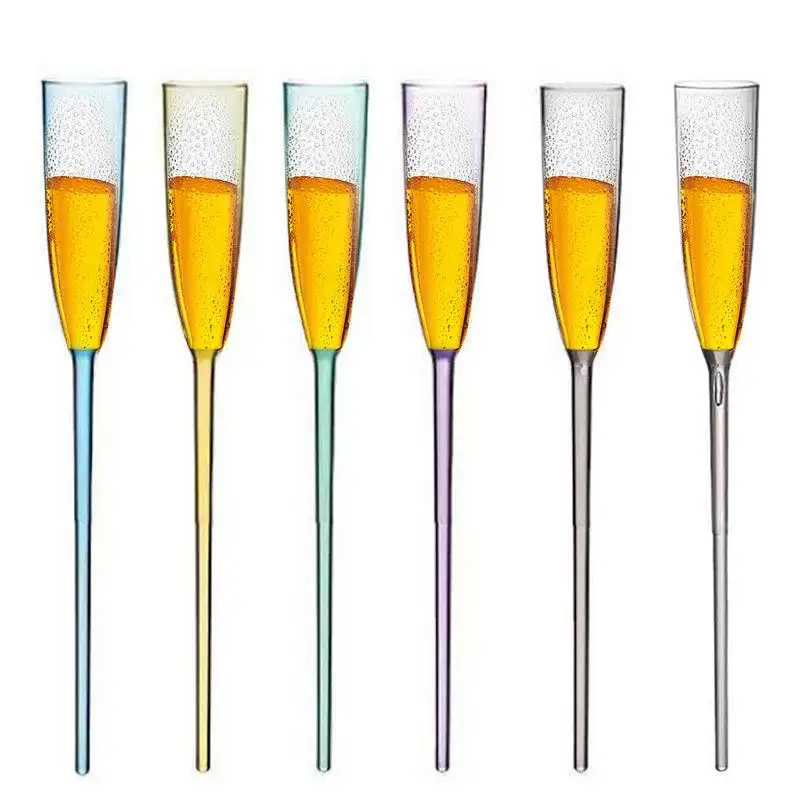 Champagne Glasses Floating 6pcs Pool Champagne Flutes Wine Glasses In Acrylic Juice Beverage Drinking Cups Novelty Drinkware For