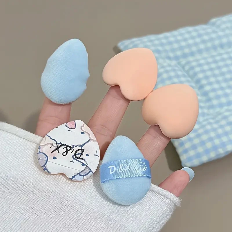 5 Pieces Cute Lamb Powder Puff Set Soft Flocking Wet And Dry Dual Use Sponge Mini Finger Tip Puffs For Makeup