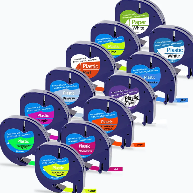1pK Replacement Dymo LetraTag Refills Plastic Label Tape Compatible With Dymo LetraTag Label Maker LT-100H LT-100T QX50