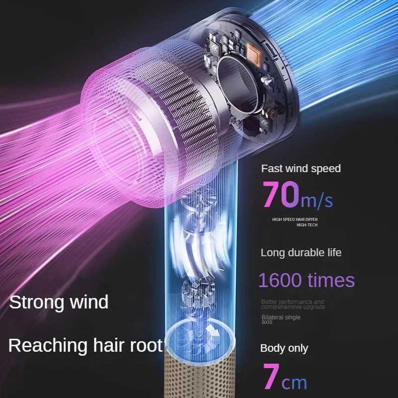 Leafless High-Speed Hair Dryer, Negative Ion, High Wind, Portable, Travel