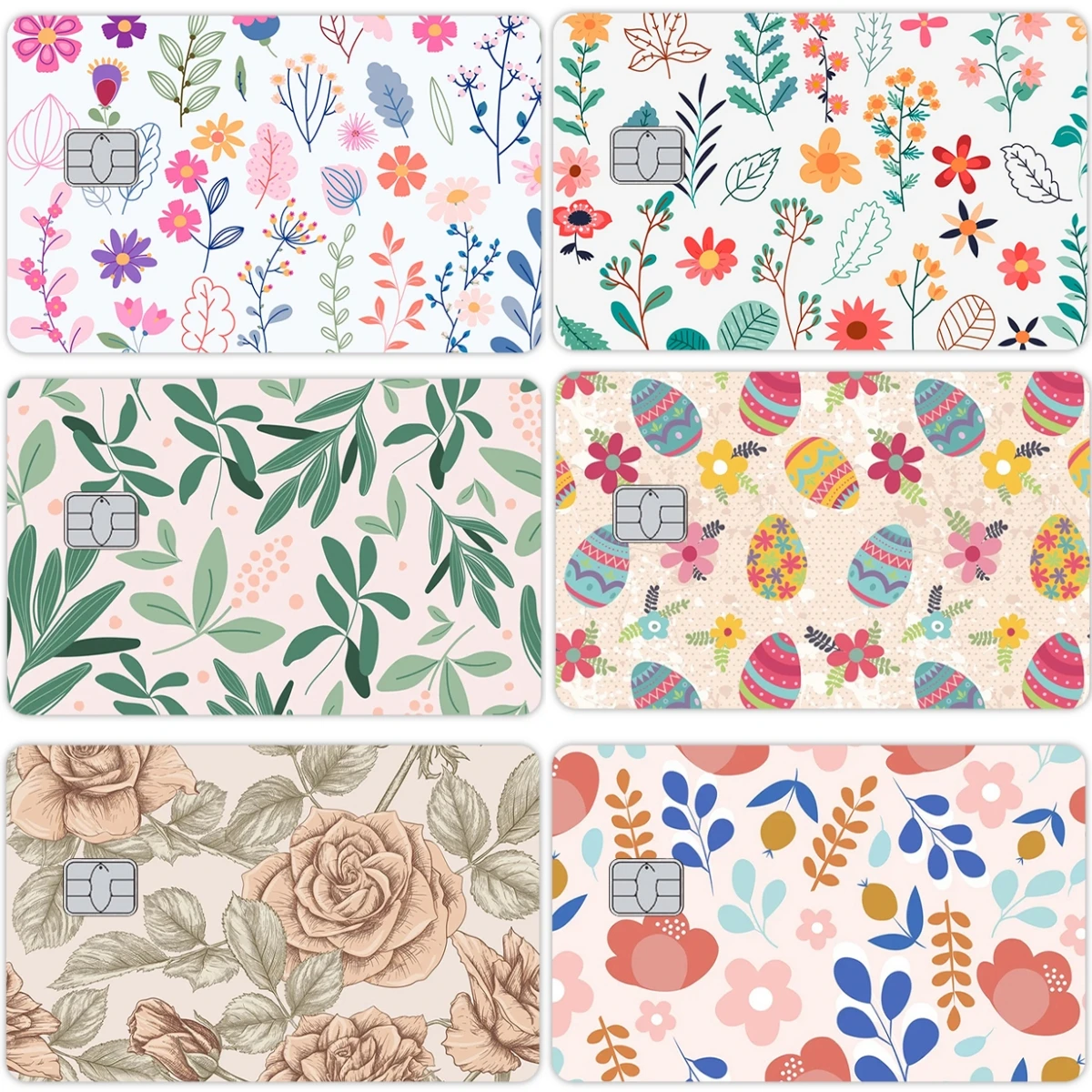 

Матовые ПВХ-наклейки с романтическими цветочными принтами для кредитных и дебетовых карт, модные универсальные чехлы для женских банковских карт Visa, передняя панель