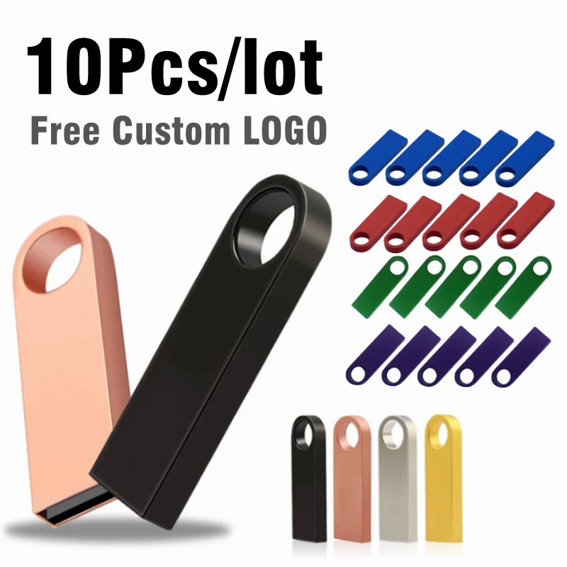 

10 шт./лот, цветной металлический мини-флешка USB2.0, 2 ГБ, 4 ГБ, 8 ГБ, 16 ГБ, 32 ГБ, 64 ГБ, 128 ГБ, бесплатный индивидуальный логотип
