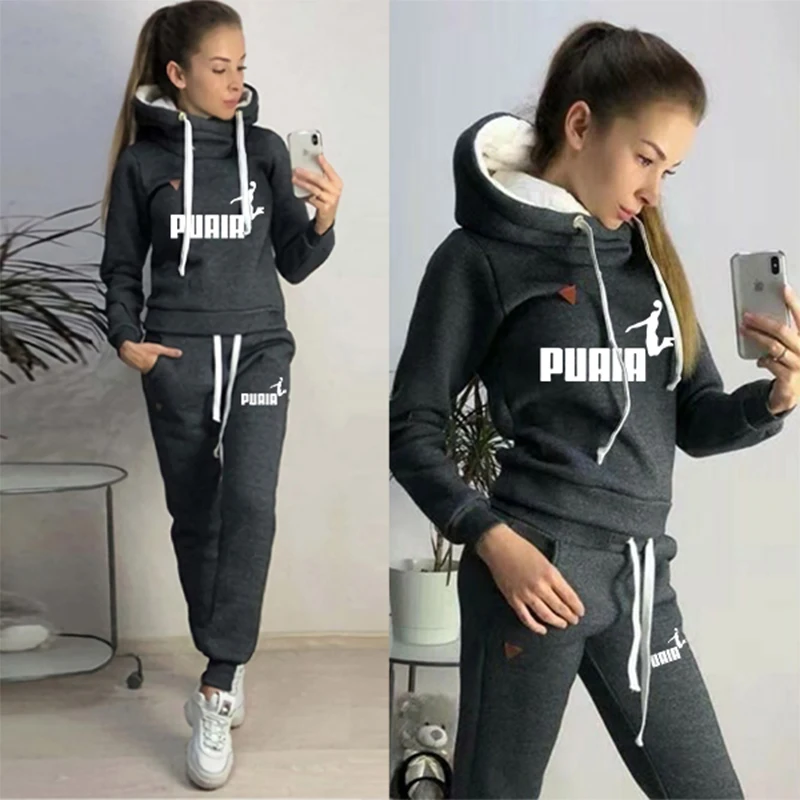 2024 Autumn New Tracksuits For Women Winter Femme Sport Suits Sweatshirts And Long Pants Print Logo 2Pcs Clothes Sets Plus Size