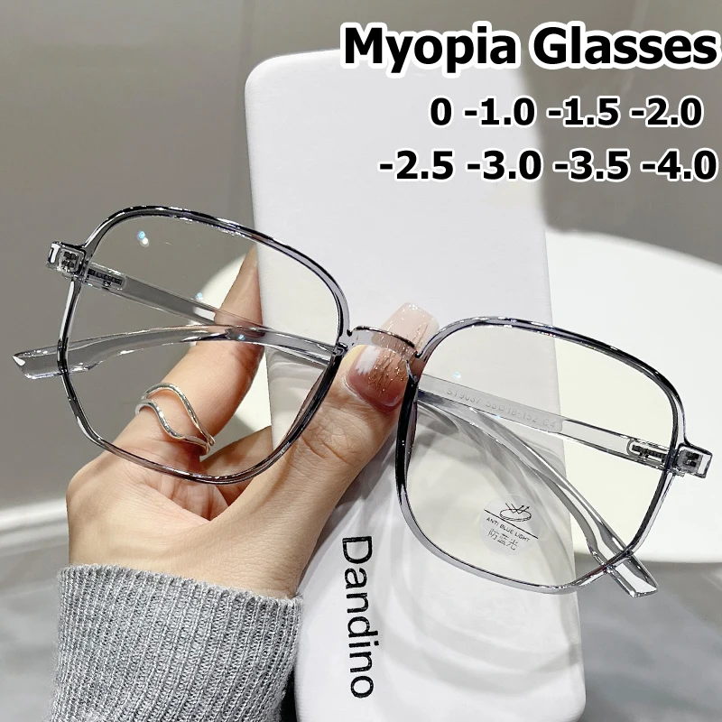 

Luxury Square Frame Myopia Glasses NEW Style Women Men Anti-blue Light Near Sight Eyeglasses Unisex Goggles Diopters 0 To -4.0