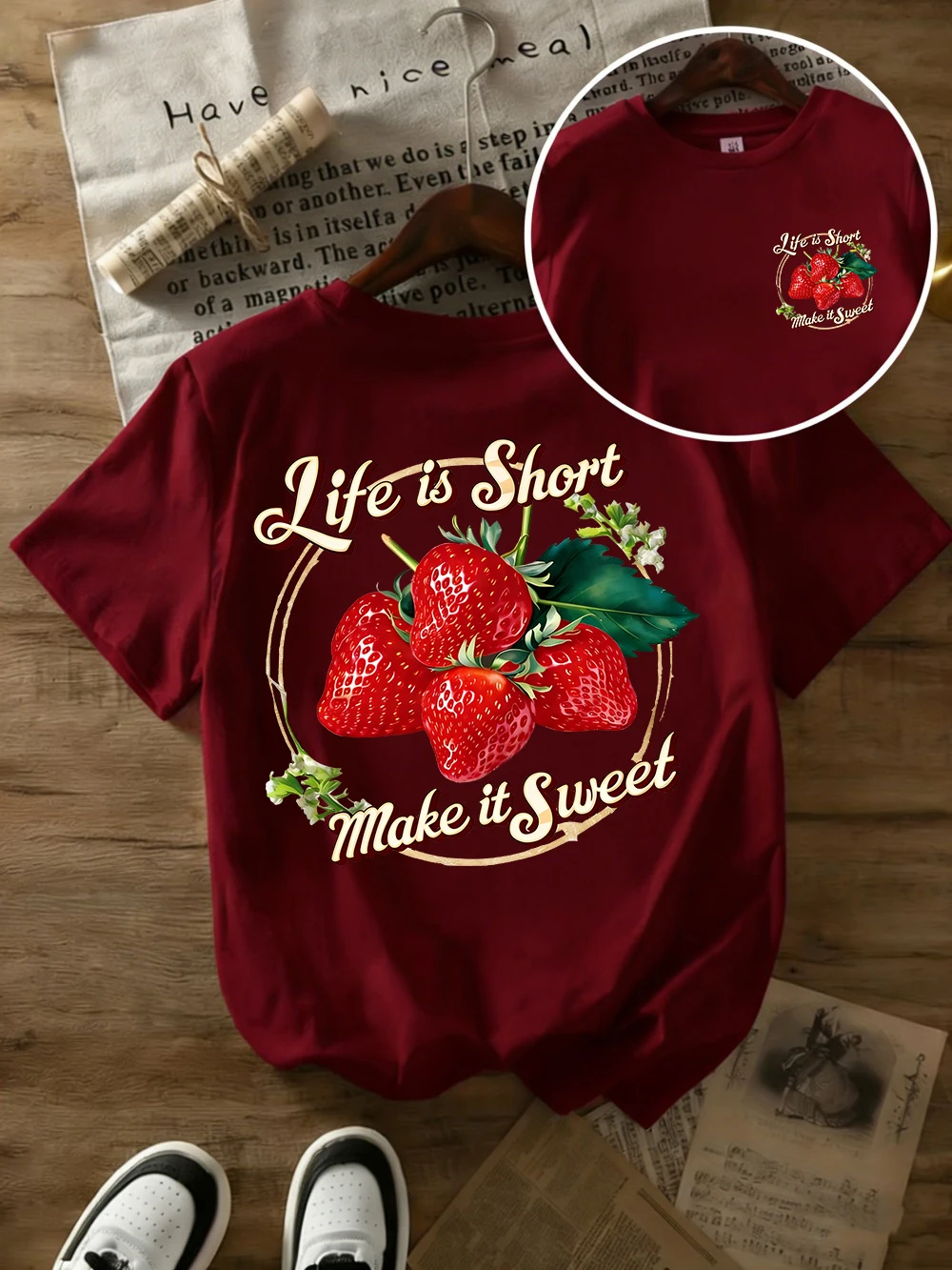 Life Is Short Make It Sweet Prints T-Shirts Cotton Womens Summer Short Sleeve T Shirt Soft Oversized Tops Casual O-Neck Tees