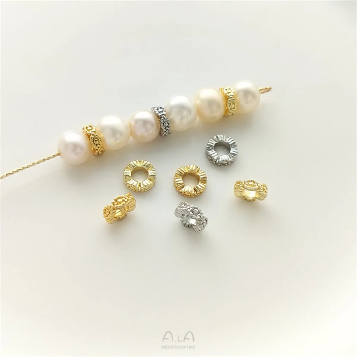Brass 14K Light Gold 18K Gold White Gold Lace Wreath Spacer Rings DIY Bracelet Necklace Jewelry Findings