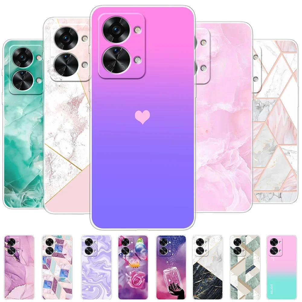 For OnePlus Nord 2T 5G Case Marble Blue Purple Cover Case For OnePlus Nord 2 Protective Bumper Clear Soft Silicone Phone Shell