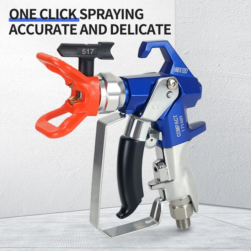 High Pressure Airless Paint Spray Gun 360° Swivel 517 Nozzle Wear Resistant Needle Safety Latch Airless Sprayer Gun