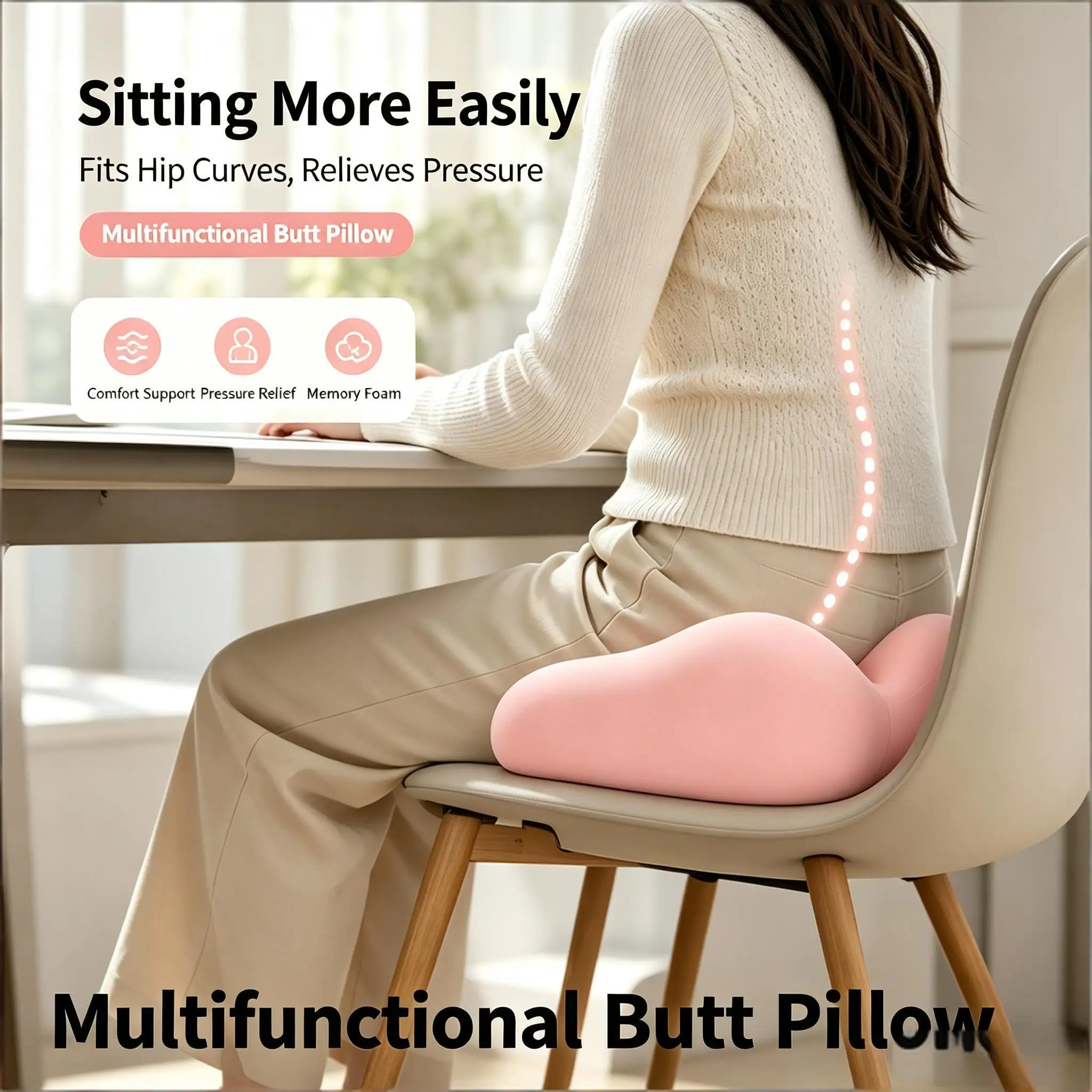 3D Hip-shaped Pillow Memory Foam Neck Chest Cushion Creative Fun Face Down Pillow Cushion Soft Comfortable for Stomach Sleeping