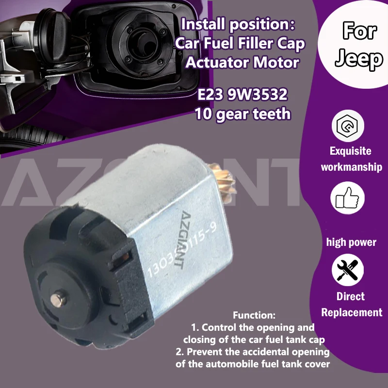 

AZGIANT E23 9W3532 For Jeep Grand Cherokee 2014-2021 Car fuel filter flap lock unit inner 10T gear motor 1000589881
