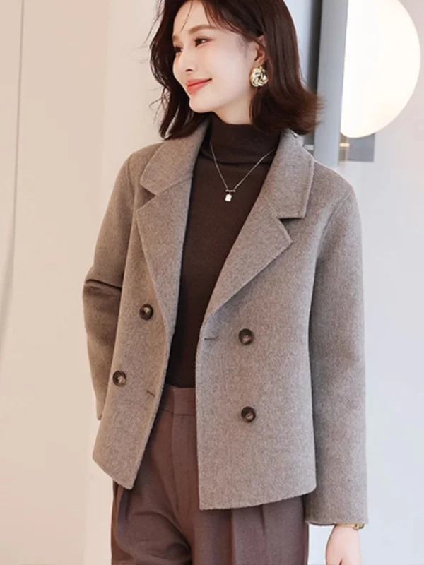 Spring 2026 Thickened Woolen Jacket Short Loose Women's Coat Double Row Buttons Casual Style Korean Version plus Size