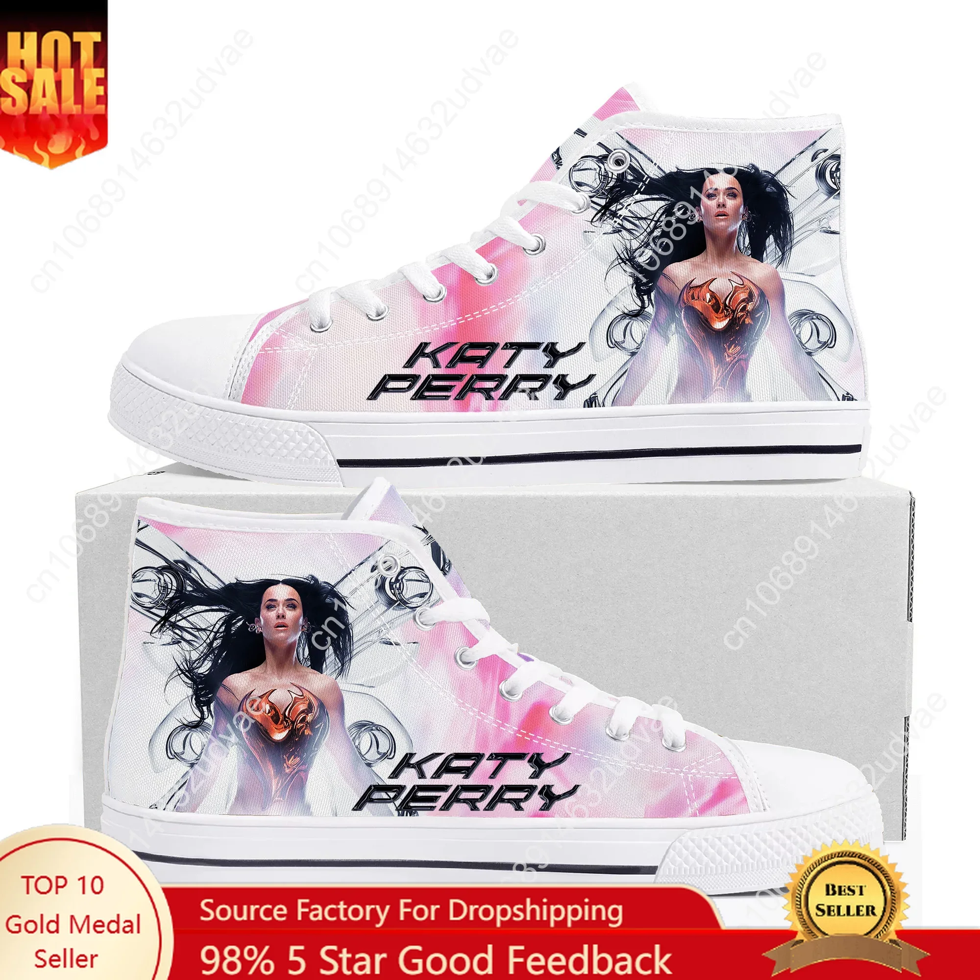 

Katy Perry High Top Sneakers Mens Womens Teenager High Quality Canvas Sneaker 3D Print Casual Couple Shoes Personalized Shoe