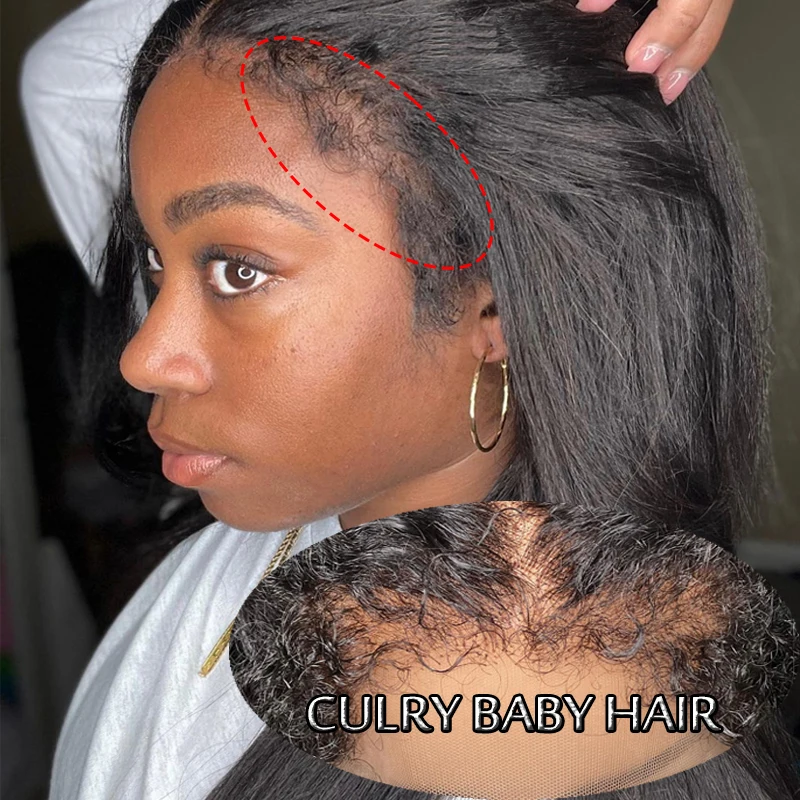 

Curly Baby Hair Pre Plucked 13x6 HD Frontal Straight Lace Front Human Hair Wigs For Black Women 13x4 250% Lace Wigs Virgin