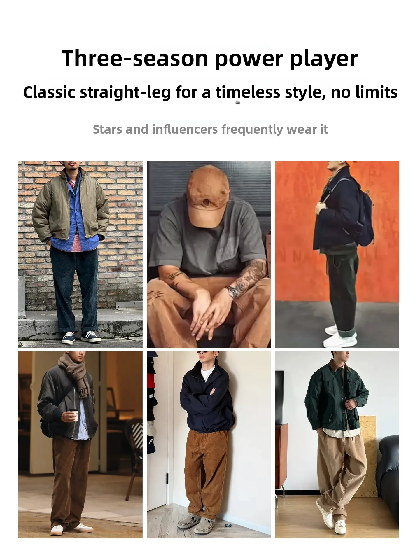 

Maden Men's Thickened Corduroy Straight Leg Casual Pants Coffee Color Autumn Winter Warm Comfortable Straight Tube Trousers