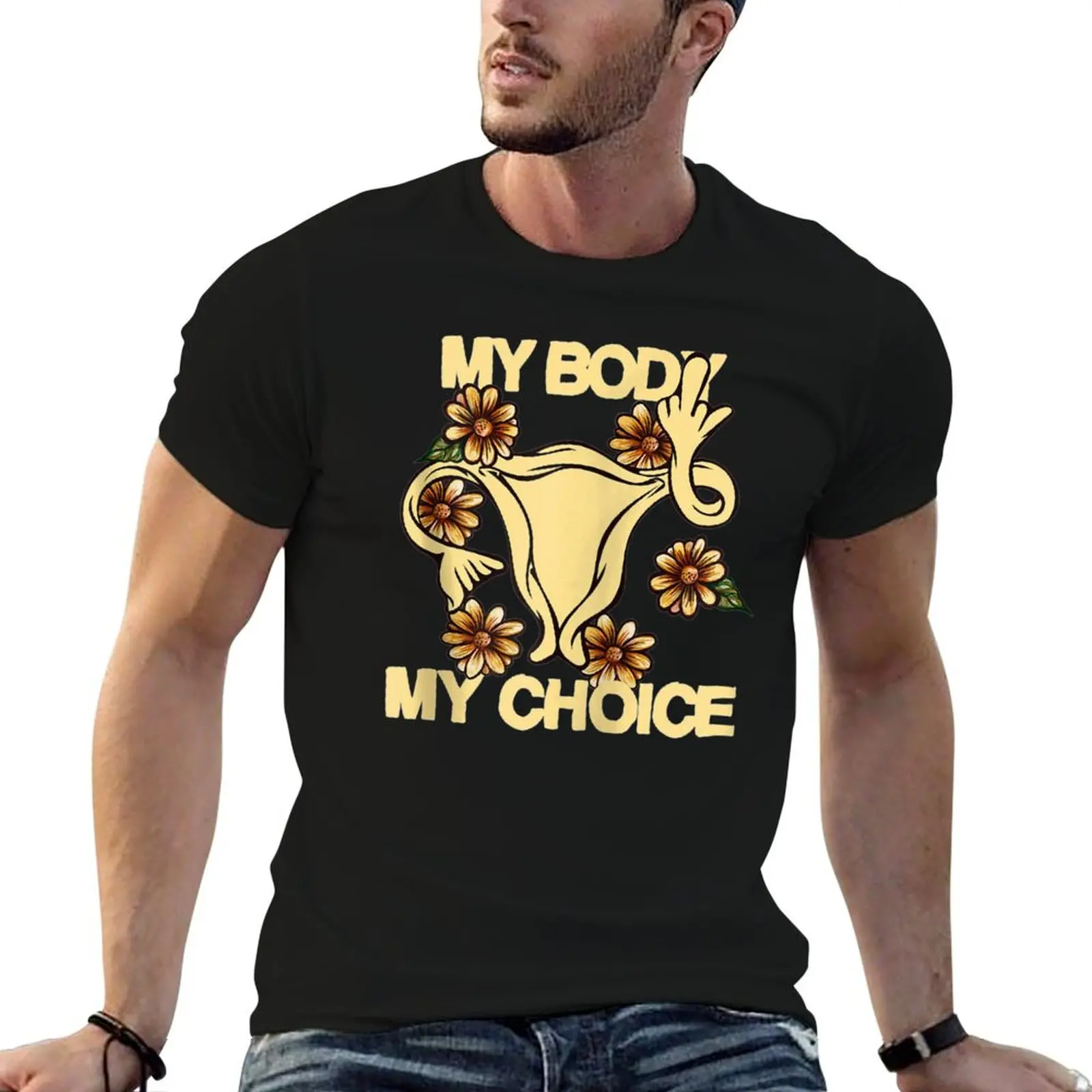 My Body My Choice Pro-choice middle finger uterus Zip Hoodie T-Shirt Fashion Casual Short Sleeve T-Shirt