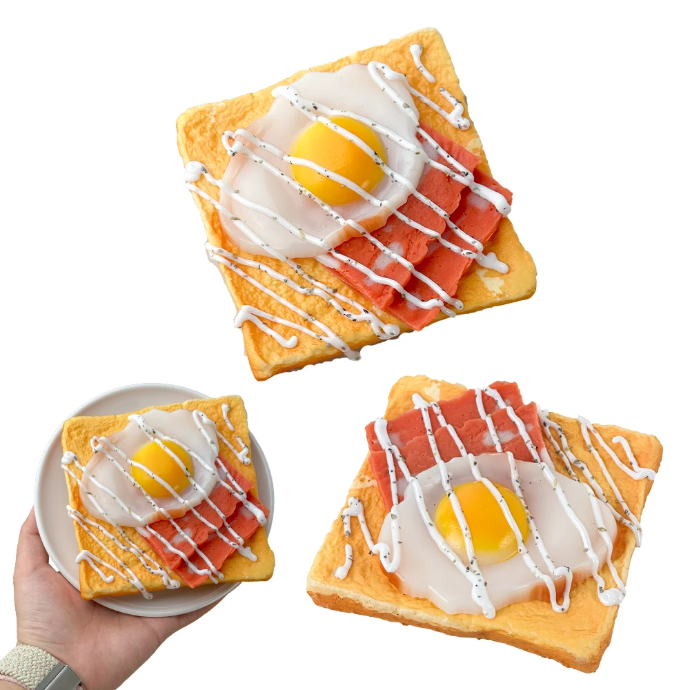 

1Pcs Artificial Fried Egg Toast Simulation Bread Model Bakery Photo Props Showcase Prop Fake Toast Kitchen Props Toast