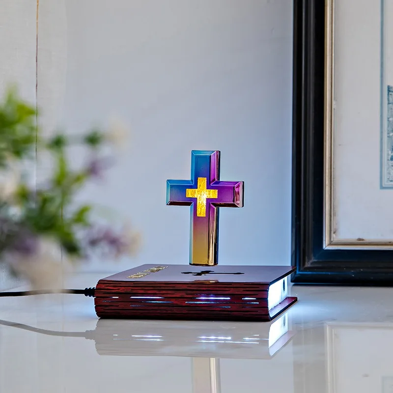 Maglev anti-gravity black technology ornament, cross book ambient light