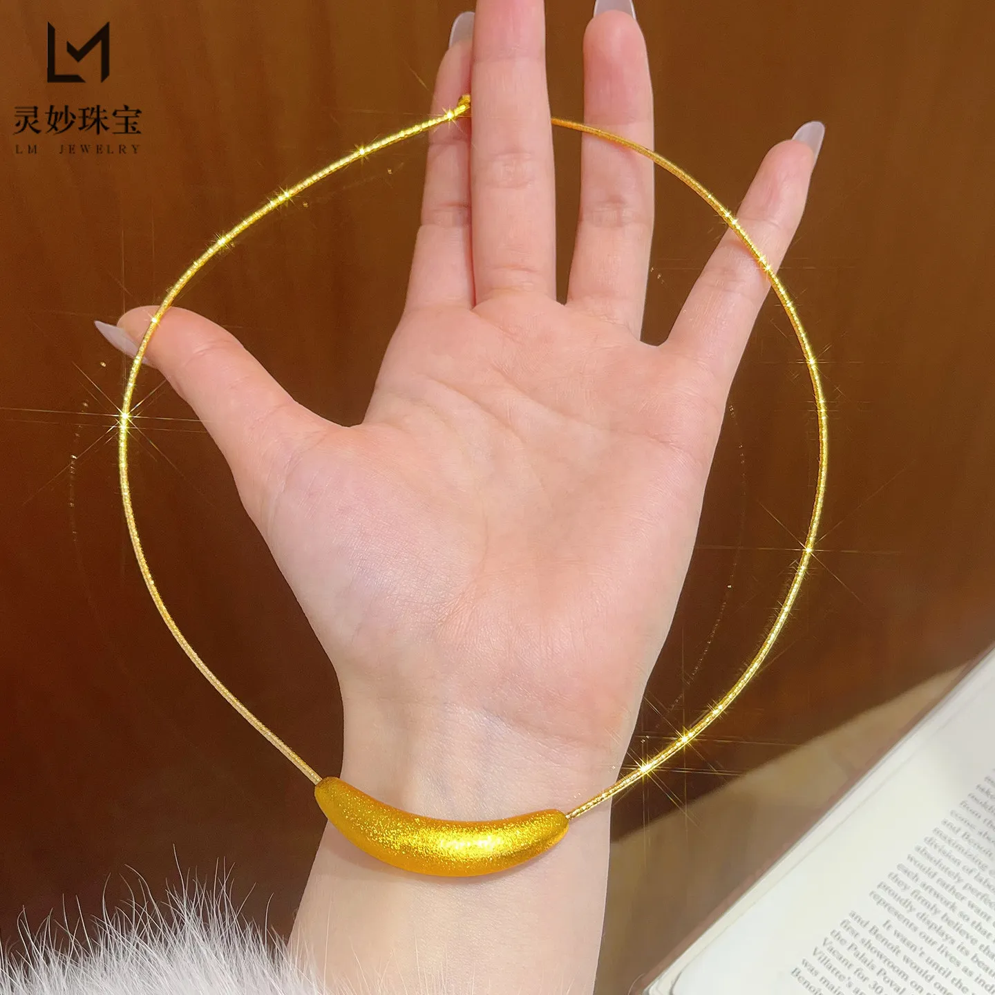 

Женский изогнутый воротник-труба в форме зуба, золото 24 карата AU999, штабелируемый изогнутый воротник-труба, модный для многослойных разных стилей