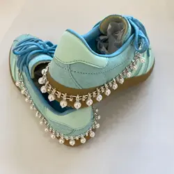 Luxury Rhinestone Chain Shoe Buckle Pearl Diamonds Funny Y2K Bow Heart Key Chain Punk Shoe Decorations Accessories Creative Gift