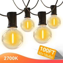 G40 LED guirlandas de luz ao ar livre, lâmpadas impermeáveis, luz de rua, corda para casamento, decoração de jardim, 30m